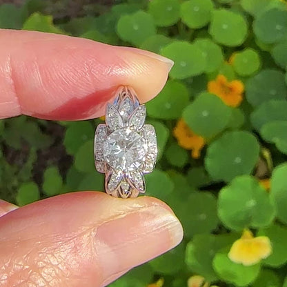 Vintage Art Deco platinum natural diamond solitaire ring 0.85ct c1930's ~ 1940's