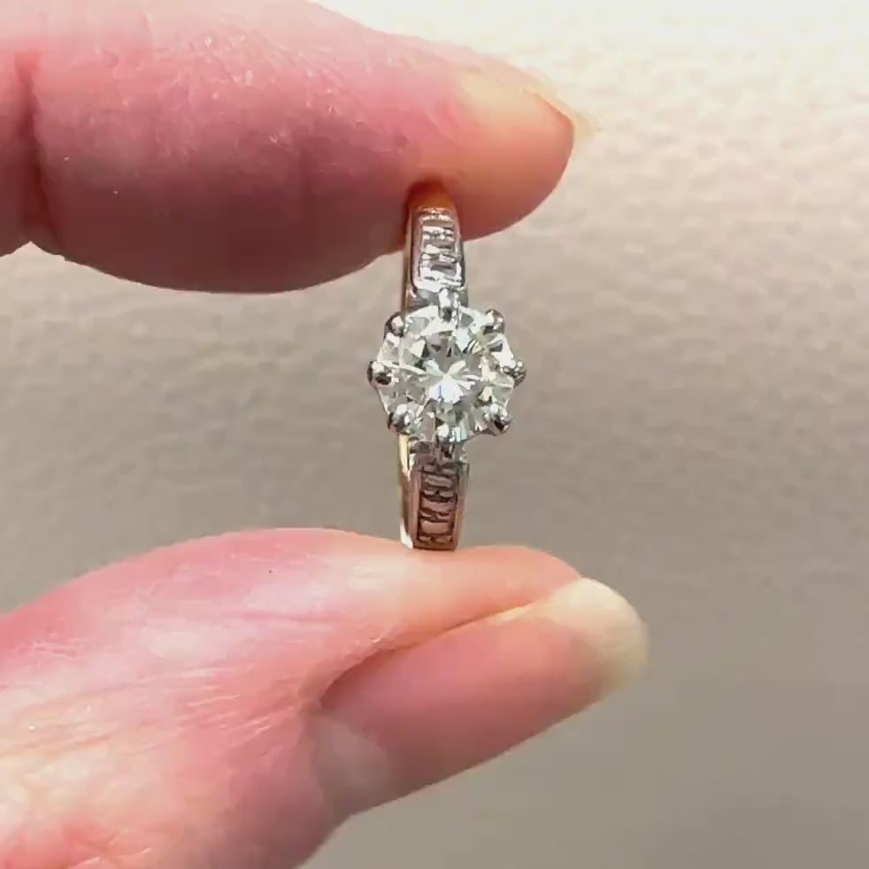 Vintage 18ct natural diamond solitaire ring 0.56ct - Mid 20th Century c1950's