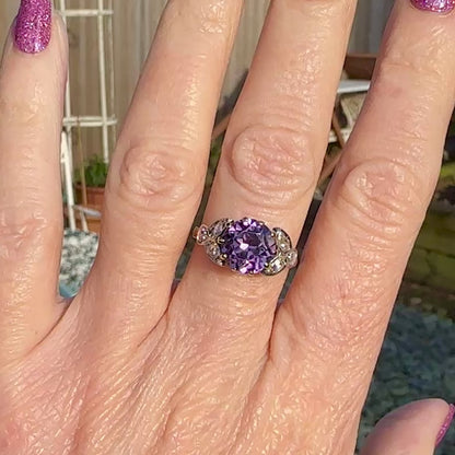 Vintage gold diamond & Synthetic Sapphire dress ring c1960's