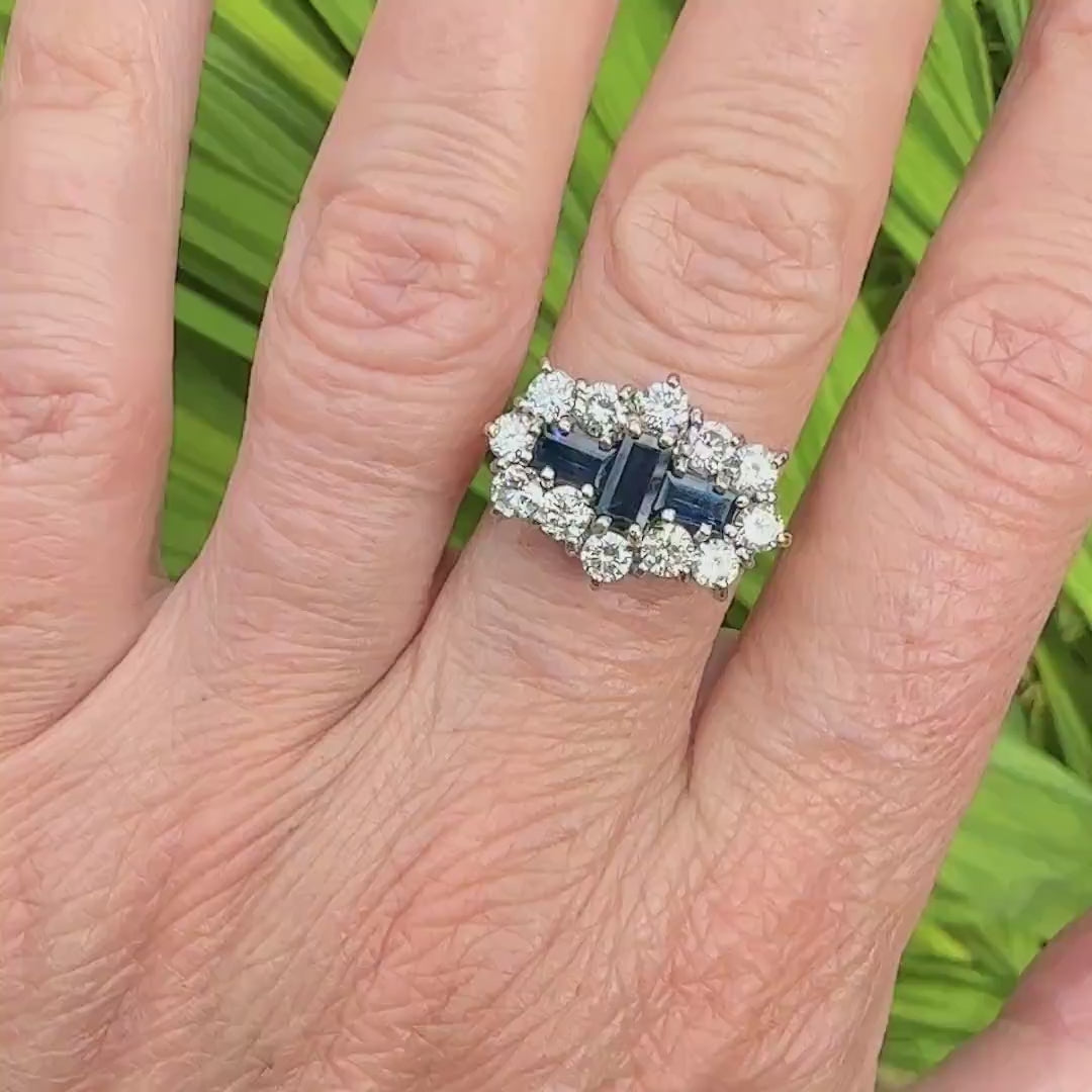 Magnificent Vintage 18ct sapphire diamond cluster engagement ring ~ Independent Valuation