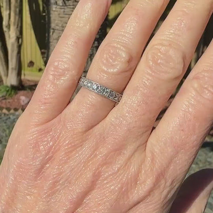Vintage Platinum natural Diamond pave set half eternity wedding ring 0.50ct
