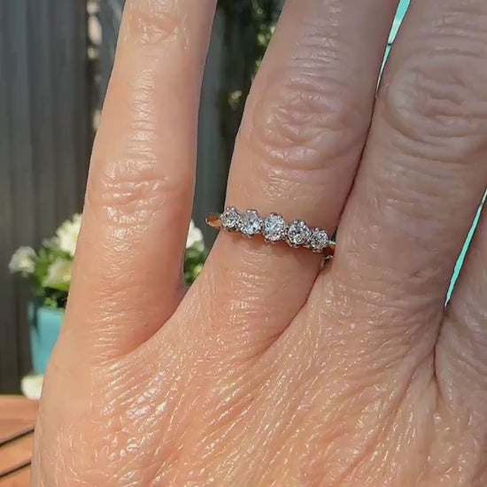 Antique Edwardian 18ct Platinum natural diamond five stone ring dated 1912