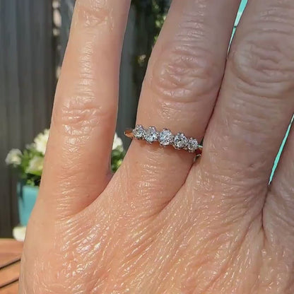 Antique Edwardian 18ct Platinum natural diamond five stone ring dated 1912