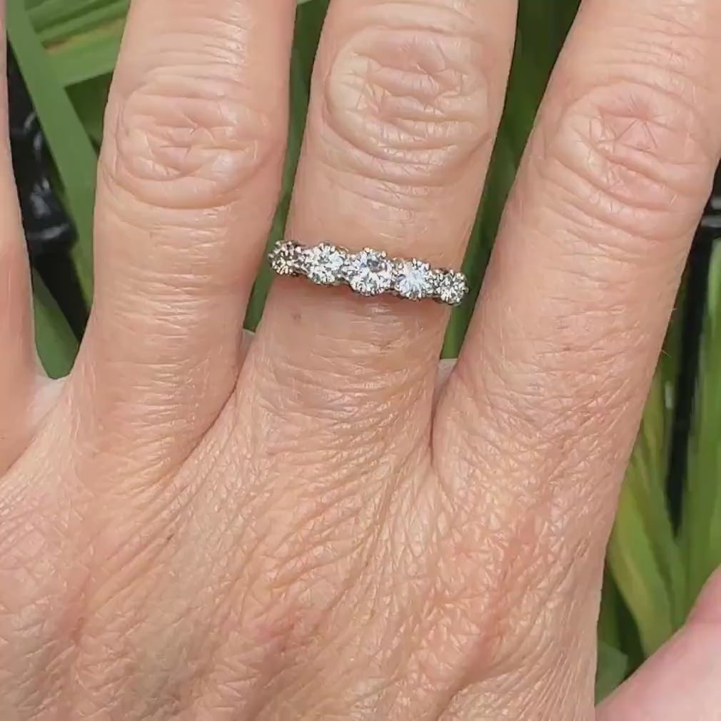 Vintage 18ct gold natural brilliant cut diamond five stone ring 0.75ct