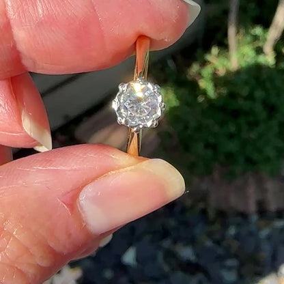 Vintage 18ct gold natural diamond solitaire ring 0.50ct c1950's