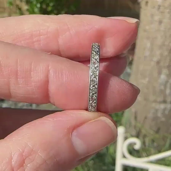 Art Deco platinum natural Diamond full eternity wedding band 0.46ct 1920s ~ size Q/8