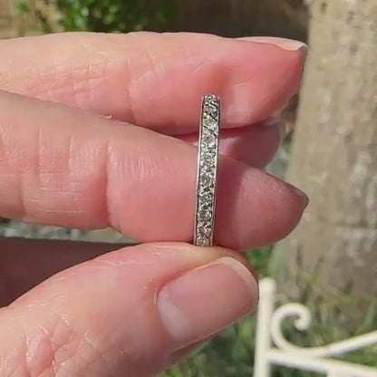 Art Deco platinum natural Diamond full eternity wedding band 0.46ct 1920s ~ size Q/8