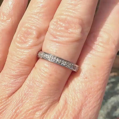 Art Deco platinum natural Diamond full eternity wedding band size O/7