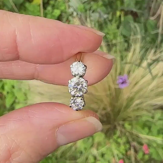 Vintage 18ct natural diamond three stone trilogy ring 1.00ct