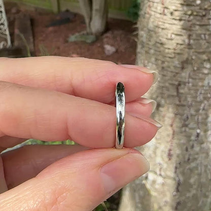 Antique Art Deco Platinum Wedding Band 2.5mm – Plain D-Shape Stacking Ring c1920