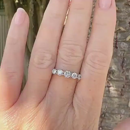 Vintage 18ct gold natural diamond five stone ring 1.00ct.