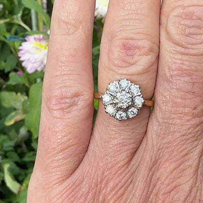 Vintage 18ct diamond cluster engagement ring 1.07ct ~ With Valuation