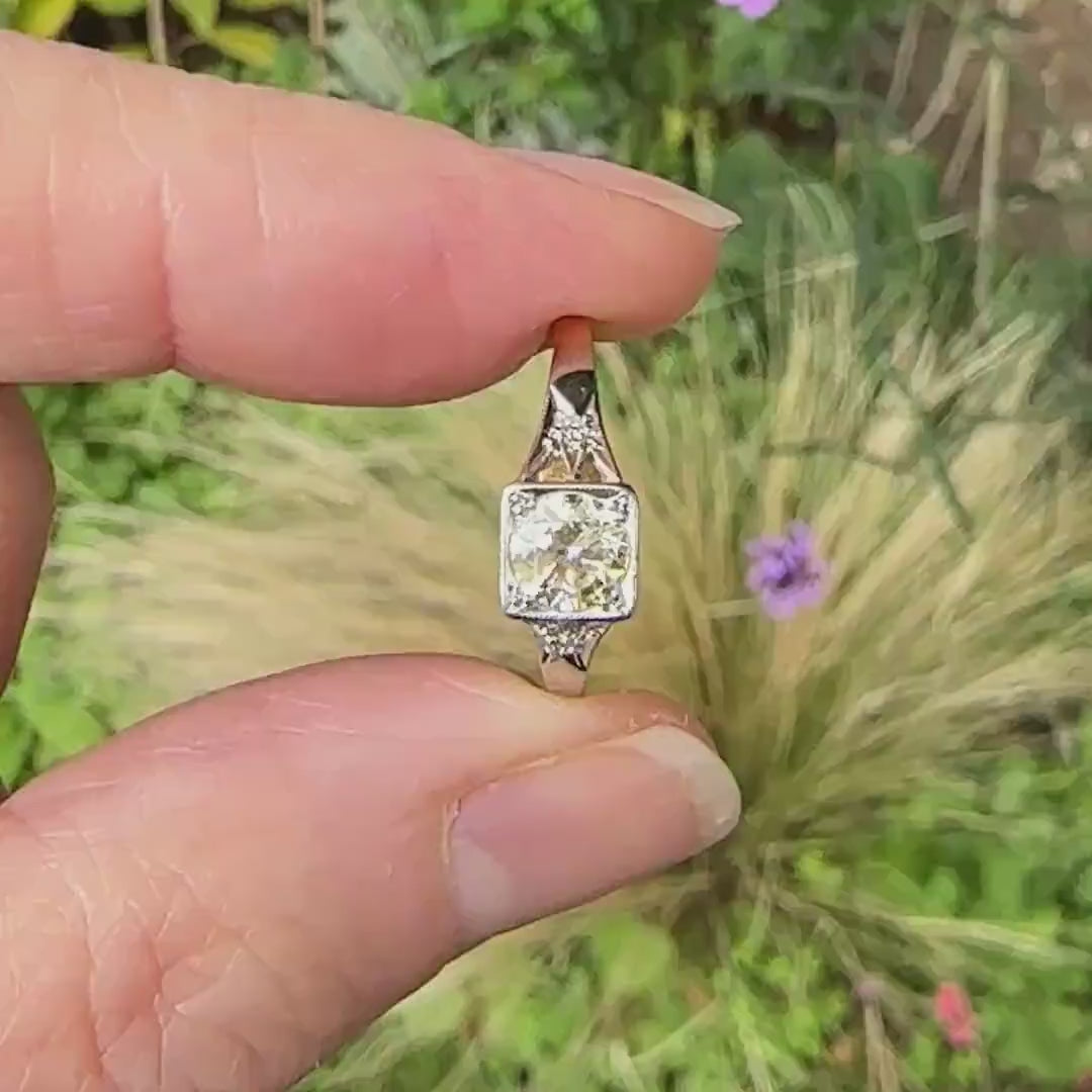 Antique 18ct & Platinum natural diamond solitaire ring 0.50ct