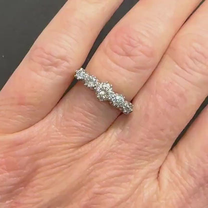 Vintage 18ct & Platinum natural old cut diamond five stone ring 0.65ct