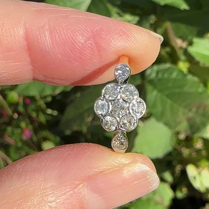 Antique 18ct Platinum old cut diamond daisy cluster ring 0.45ct c1900-1910's