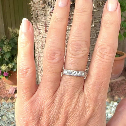 Vintage natural Diamond pave set half eternity wedding ring 9ct gold 0.55ct