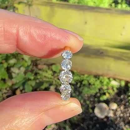 Antique 18ct gold old cut natural diamond five stone ring c.1.05ct c1920's