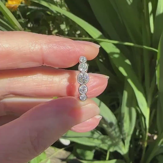 Antique Bezel set old cut natural diamond five stone ring 1.00ct - 18ct Platinum