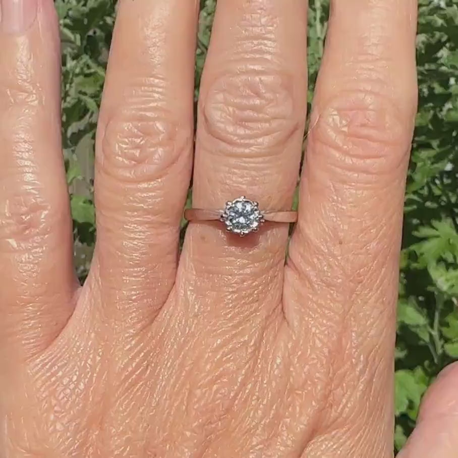 Vintage 18ct & Platinum natural diamond solitaire ring 0.35ct c1950's