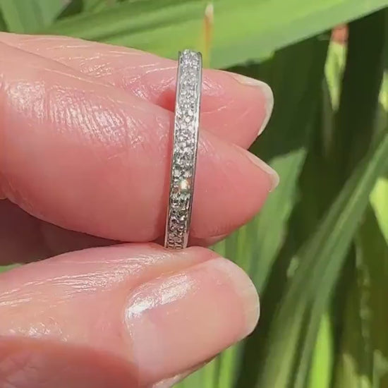 Antique platinum Diamond full Eternity Ring - Wedding Band 1920s, Size J 1/2 - 5