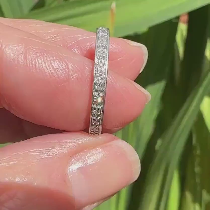 Antique platinum Diamond full Eternity Ring - Wedding Band 1920s, Size J 1/2 - 5