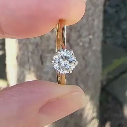 Vintage 18ct gold brilliant cut natural diamond solitaire ring 0.70ct
