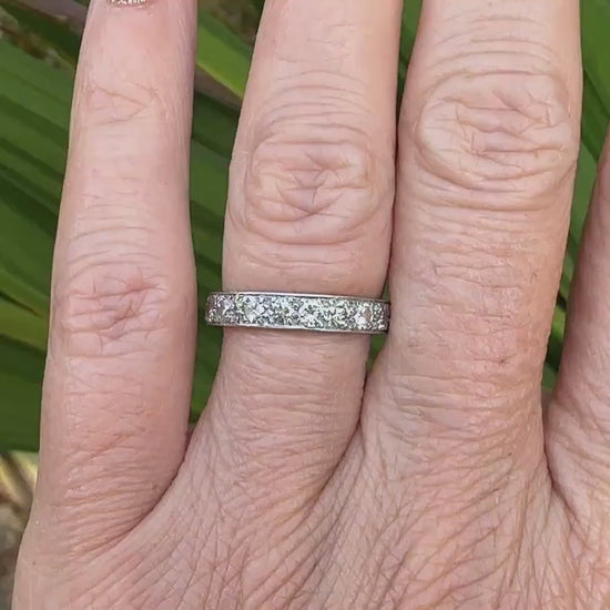 Art Deco platinum old cut natural Diamond full eternity wedding band 1920's ~ Size L ~ 5.5