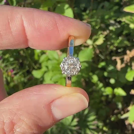 Vintage 18ct gold natural diamond solitaire ring 0.35ct - dated 1970