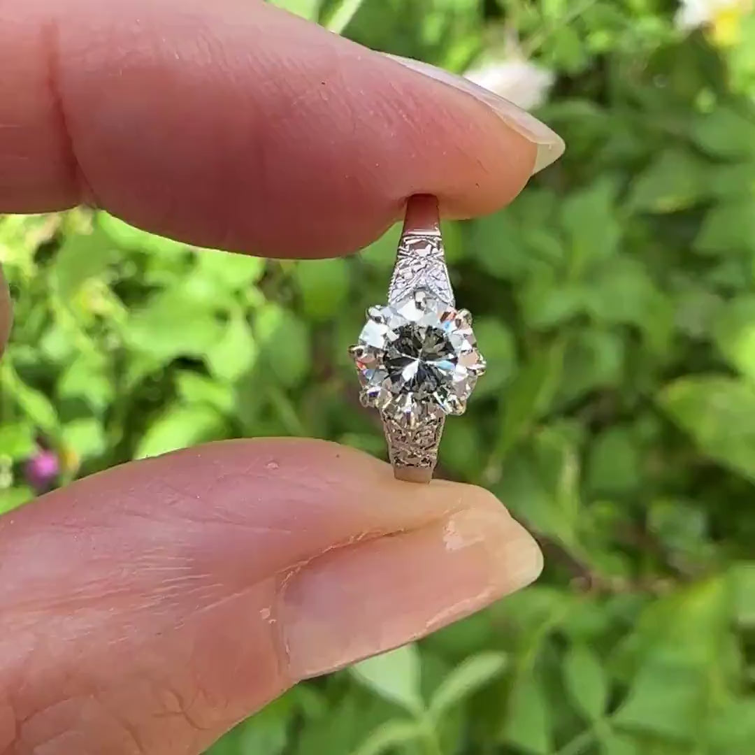 Antique Platinum old transitional cut diamond solitaire ring 0.75ct c1920's