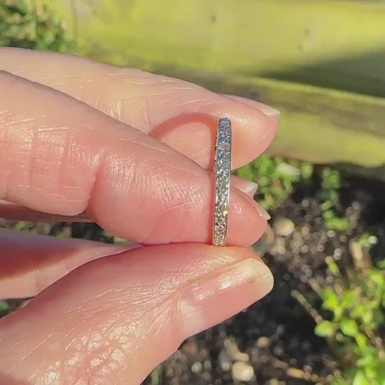 Antique platinum Diamond full Eternity Ring - Narrow 2mm Wedding Band 1920s, Size O - 7