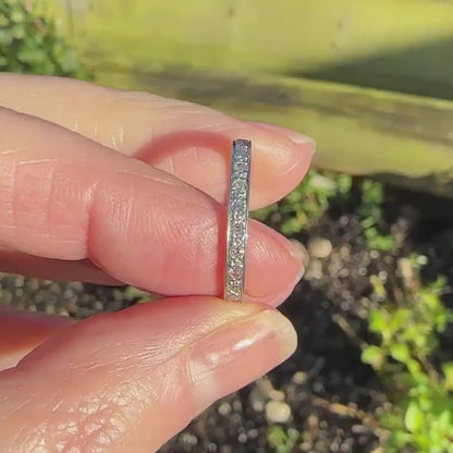 Art Deco Platinum Diamond Eternity Ring - Wedding Band 1920s, Size L 1/2