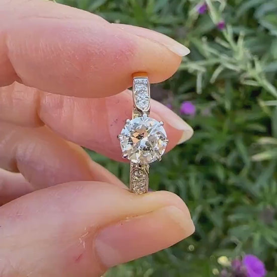 Vintage natural diamond 18ct gold & Platinum solitaire ring 0.78ct 1950's ~ Independent report.