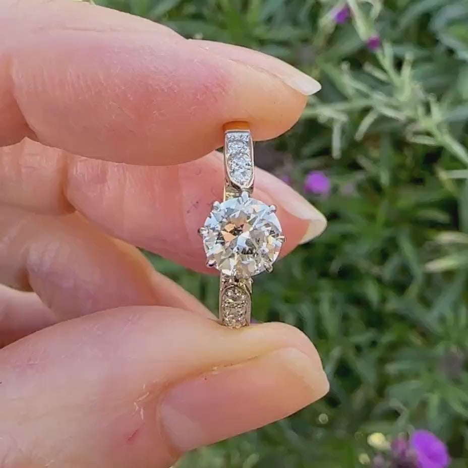 Vintage natural diamond 18ct gold & Platinum solitaire ring 0.78ct 1950's ~ Independent report.