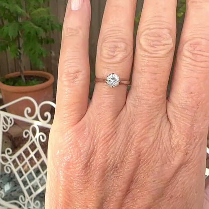 Vintage 18ct white gold brilliant cut natural diamond solitaire ring 0.75ct