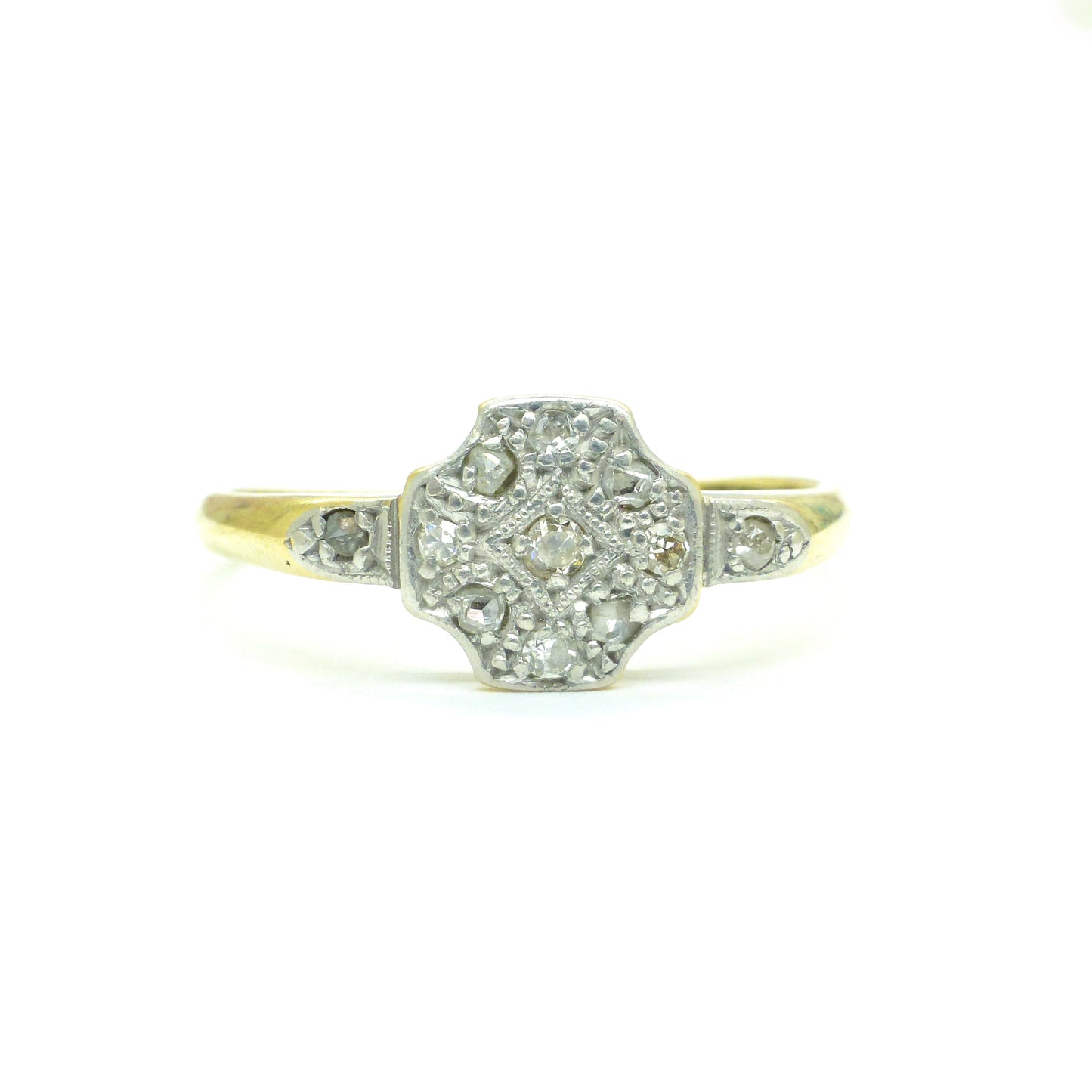 Art Deco 18ct Platinum diamond cluster ring c1920's