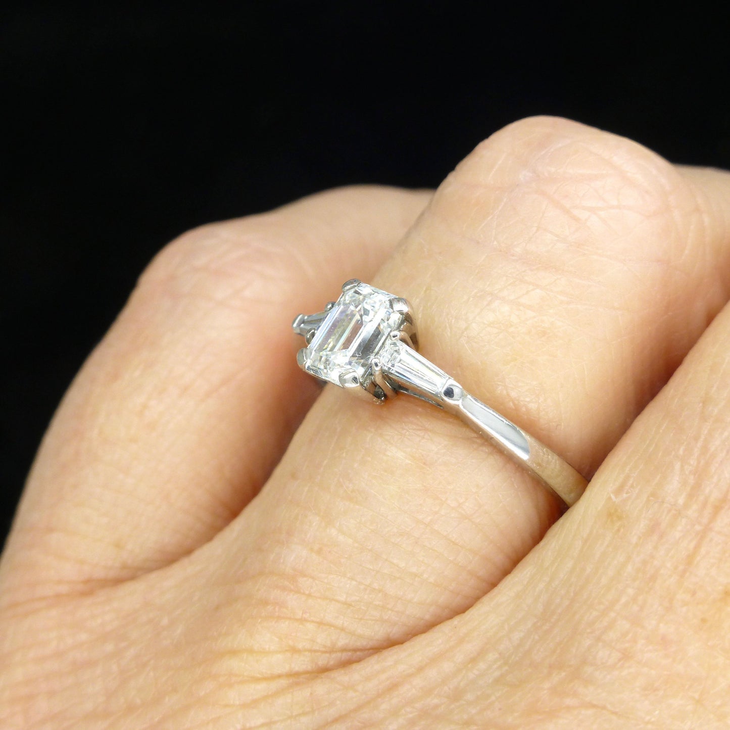 Stunning GIA emerald cut diamond solitaire engagement ring 0.74ct ~ With Valuation Certifcate.