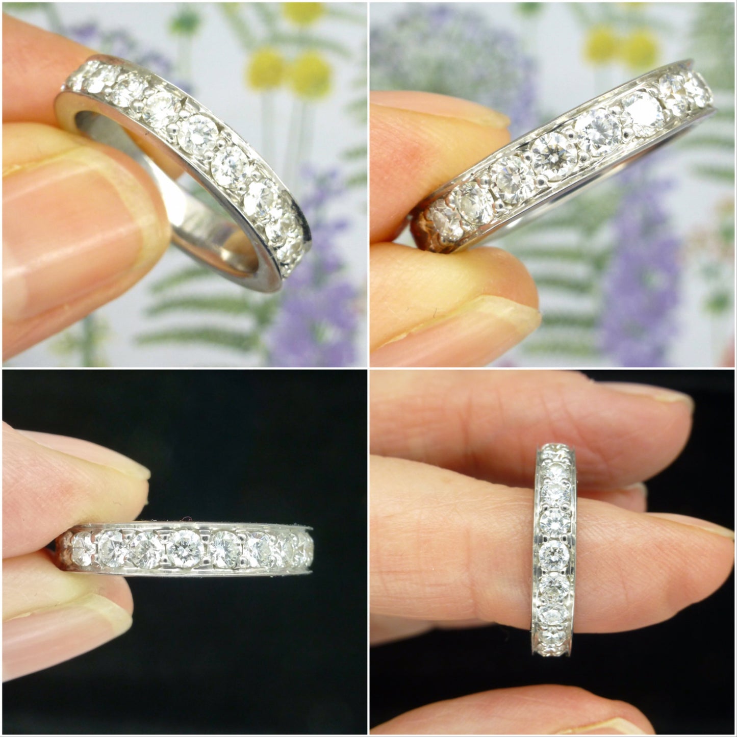 Vintage full hoop diamond wedding band 1.84 carat ~ Art Deco style Eternity ring ~ M 1/2 ~ 6.25