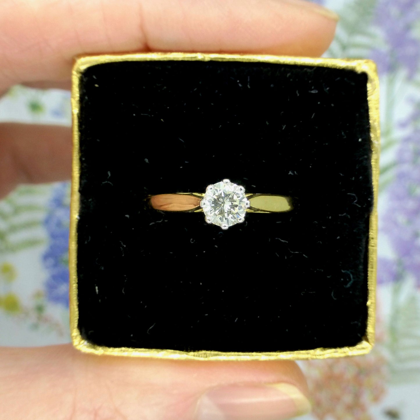 Vintage 18ct gold Diamond solitaire engagement ring 0.35ct