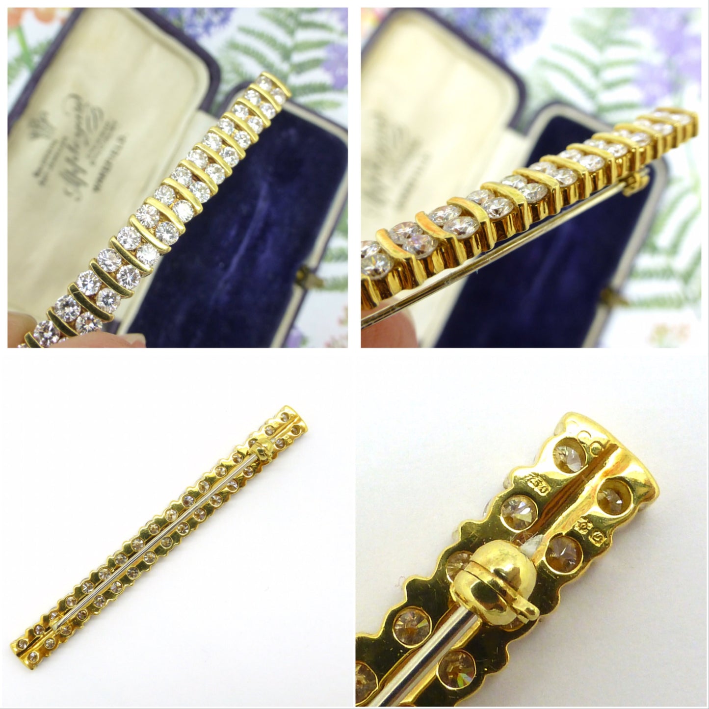 Stunning vintage diamond double row bar brooch 2.5 carat ~ With Independent appraisal/valuation