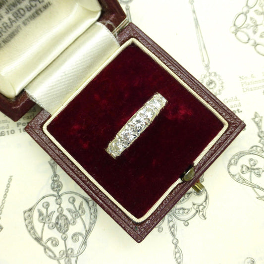 Vintage 18ct white gold diamond half eternity wedding ring 1.00ct ~ seven stone band