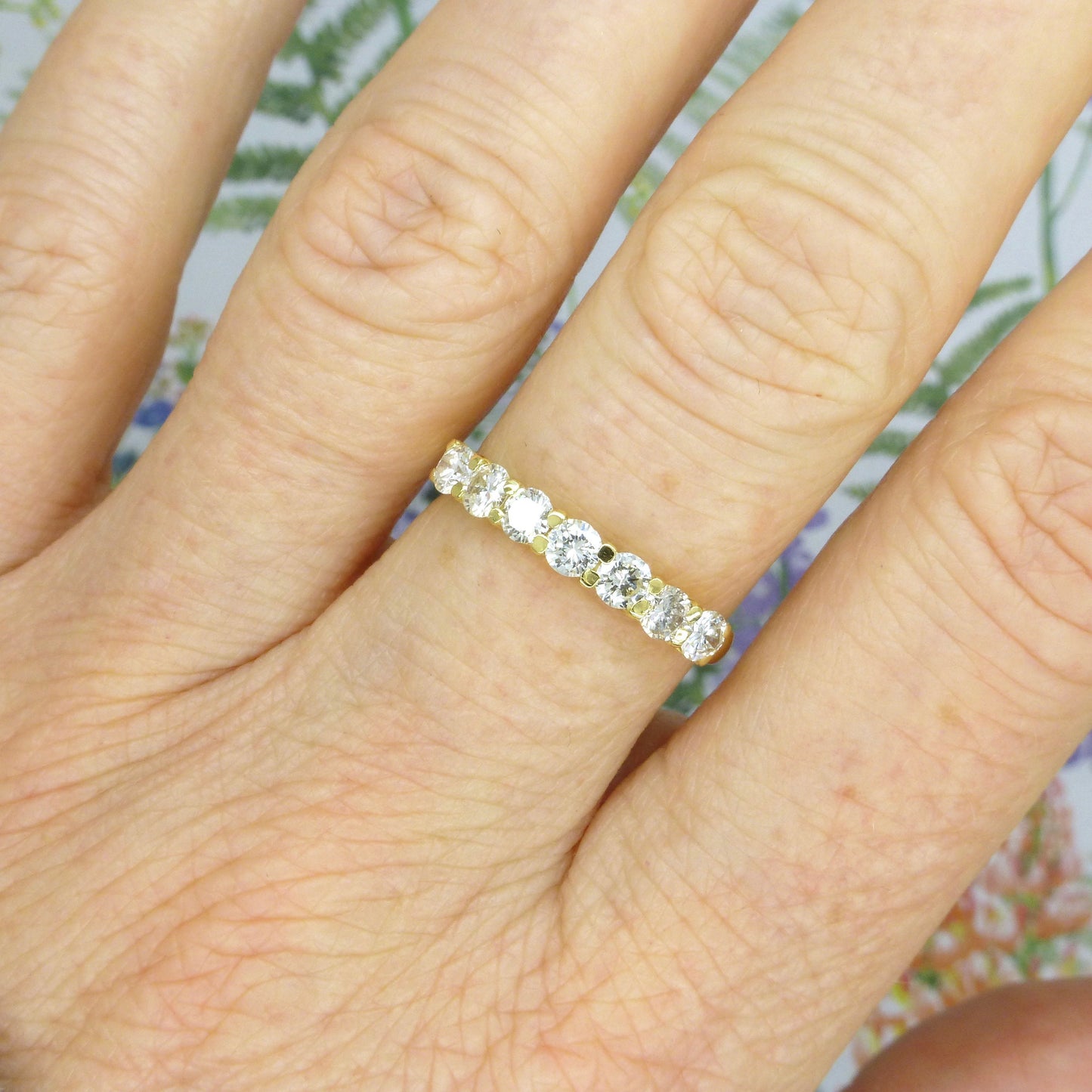 Vintage 18ct seven stone diamond eternity ring 0.70ct ~ wedding band