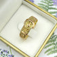 Antique 9ct solid gold engraved buckle wedding band dated 1916~ Hand Etched large size ring
