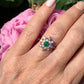 Vintage 9ct gold CZ faux diamond cluster dress ring ~ Cubic Zirconia halo ring