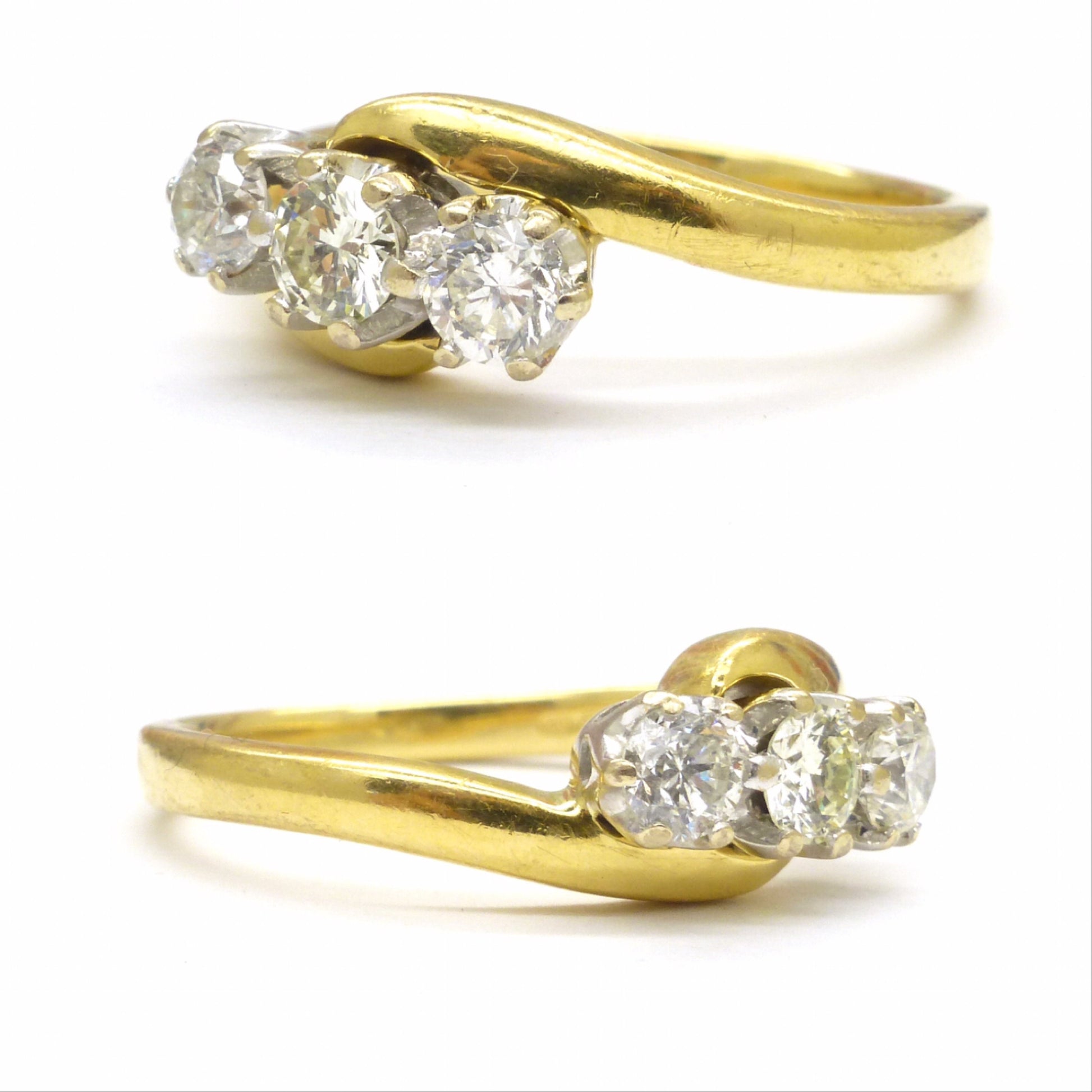 Vintage 18ct gold diamond three stone trilogy ring 0.50ct