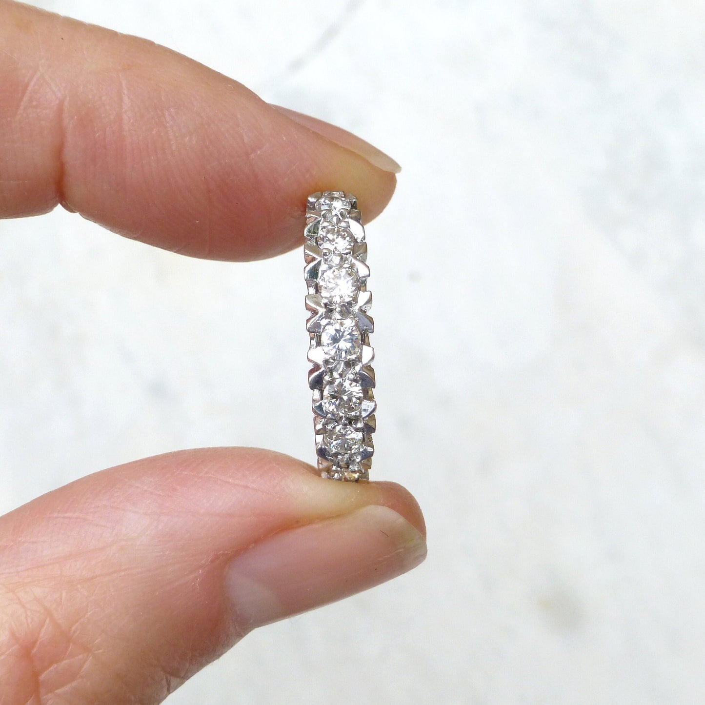 Vintage 18ct seven stone Diamond half eternity ring wedding band
