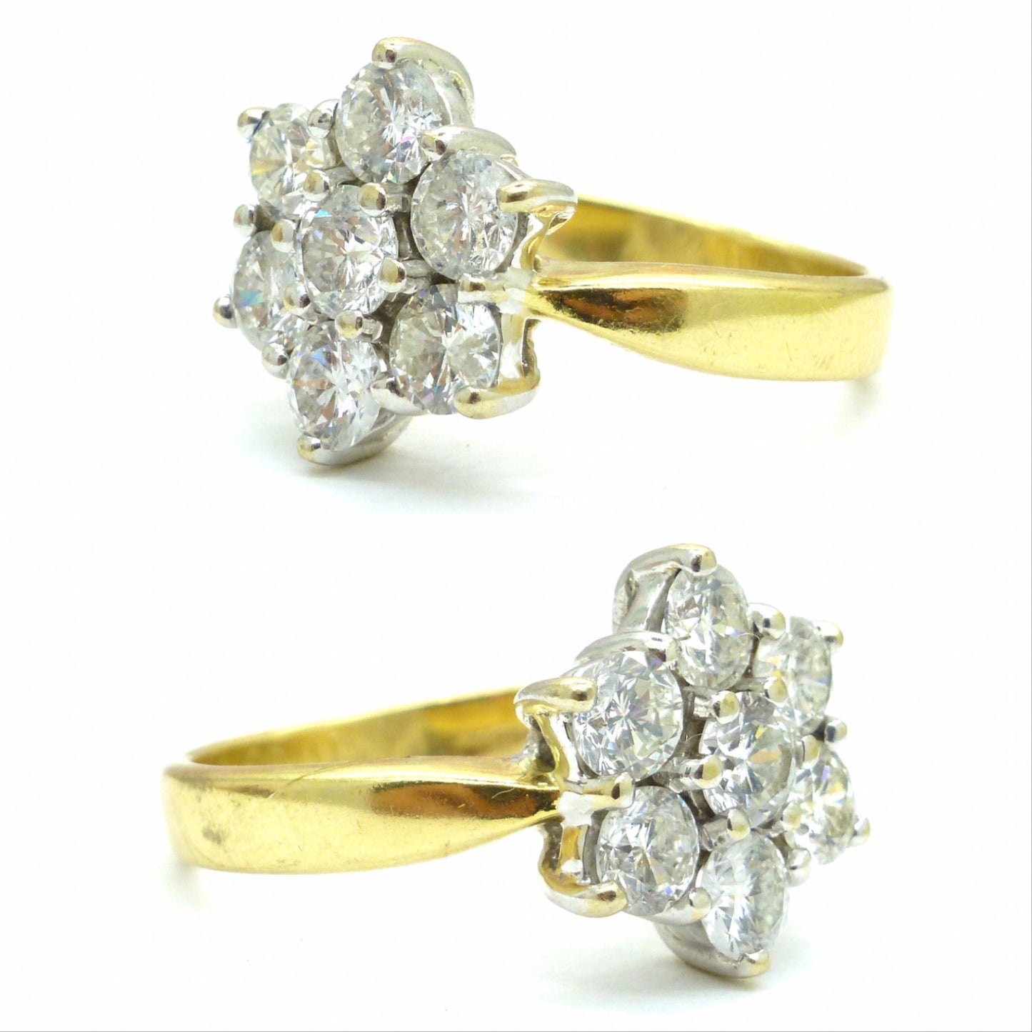 Vintage 18ct gold diamond cluster engagement ring 1.50 carat ~ Independent Valuation