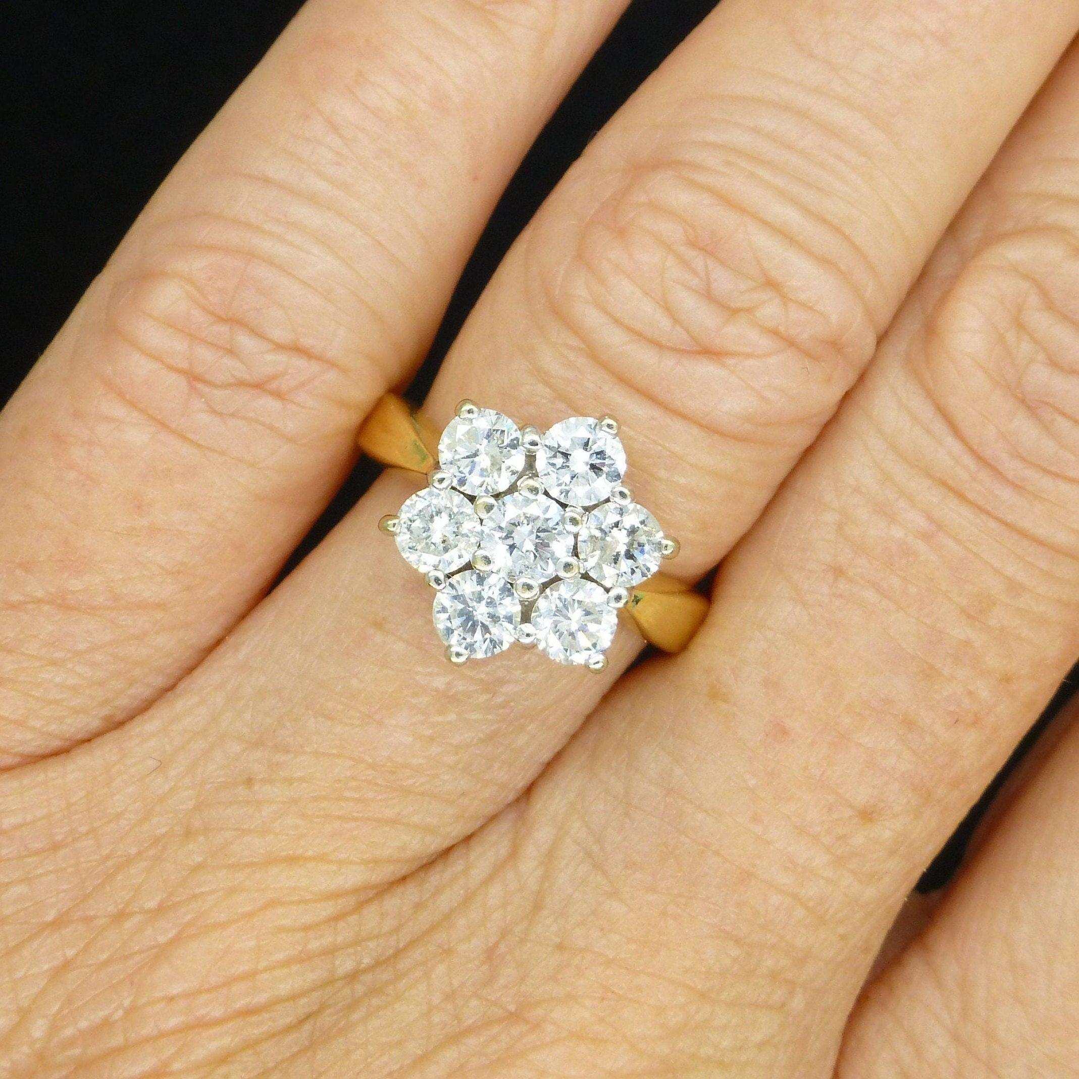 7 diamond cluster clearance ring vintage