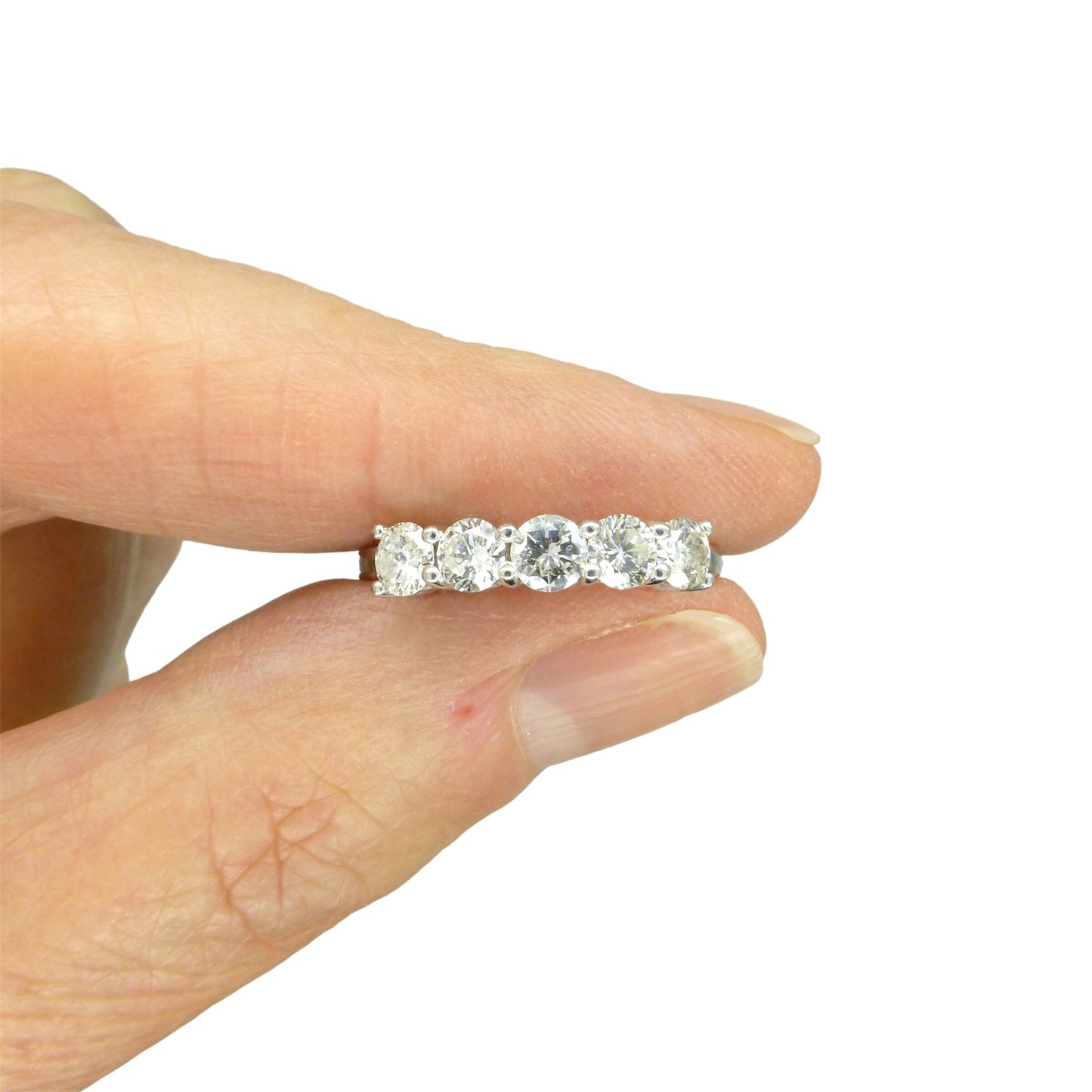 Vintage 18ct white gold five stone diamond ring 1.00 carat ~ eternity wedding band