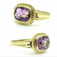 Vintage 9ct gold cushion cut Amethyst solitaire ring