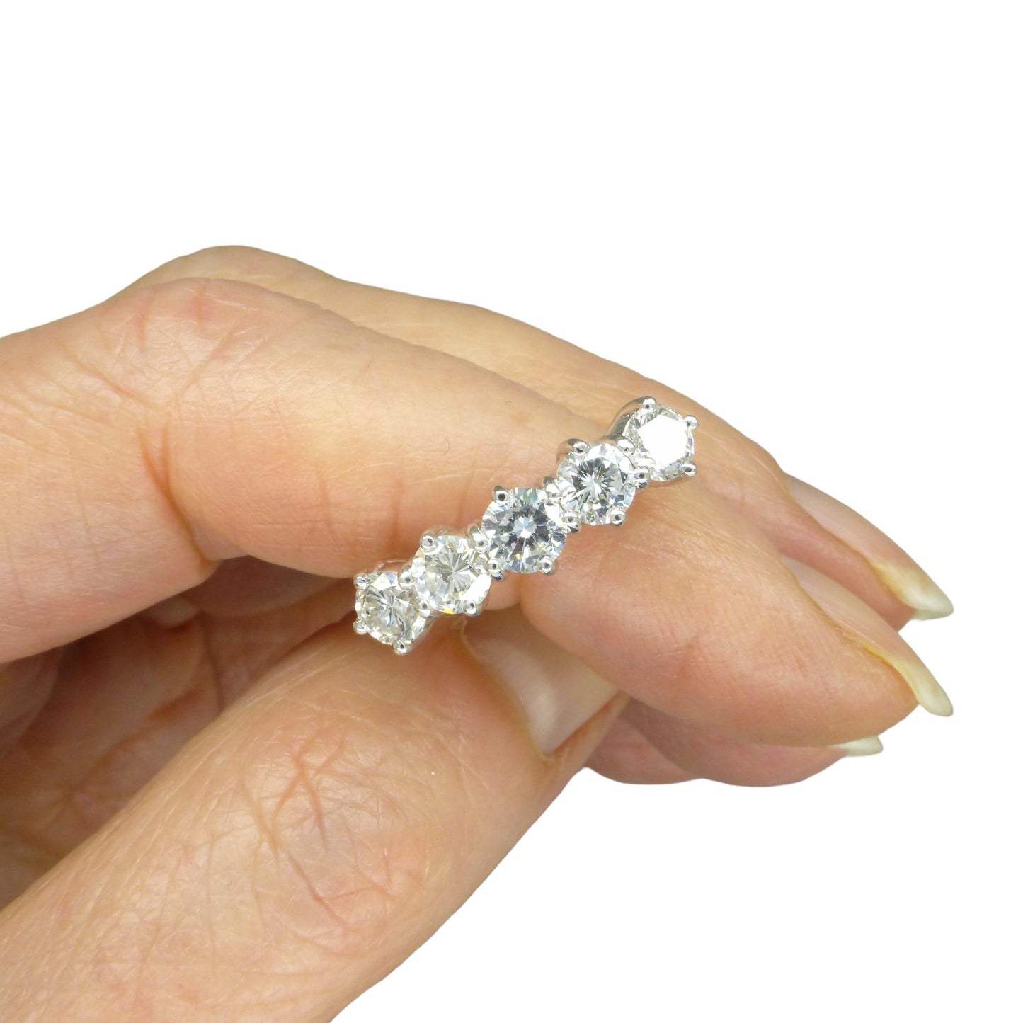 Stunning Vintage 18ct gold five stone diamond ring 1.62 carat ~ with appraisal